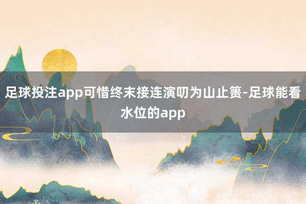 足球投注app可惜终末接连演叨为山止篑-足球能看水位的app