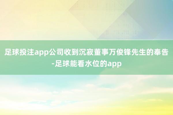 足球投注app公司收到沉寂董事万俊锋先生的奉告-足球能看水位的app