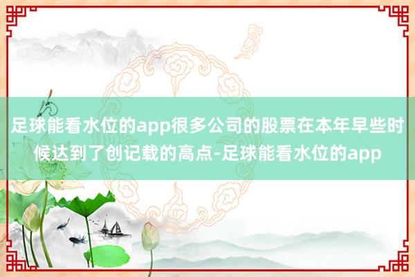 足球能看水位的app很多公司的股票在本年早些时候达到了创记载的高点-足球能看水位的app