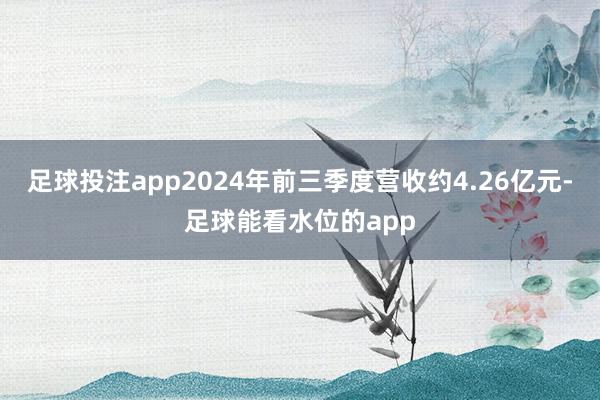 足球投注app2024年前三季度营收约4.26亿元-足球能看水位的app