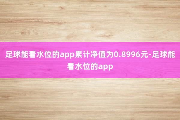 足球能看水位的app累计净值为0.8996元-足球能看水位的app