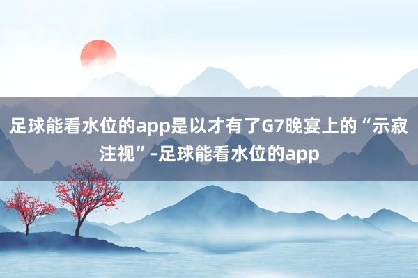 足球能看水位的app是以才有了G7晚宴上的“示寂注视”-足球能看水位的app