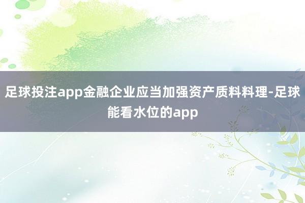 足球投注app金融企业应当加强资产质料料理-足球能看水位的app