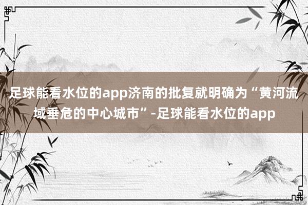 足球能看水位的app济南的批复就明确为“黄河流域垂危的中心城市”-足球能看水位的app