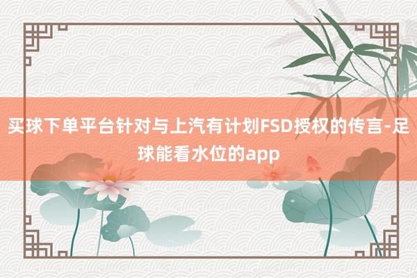 买球下单平台针对与上汽有计划FSD授权的传言-足球能看水位的app