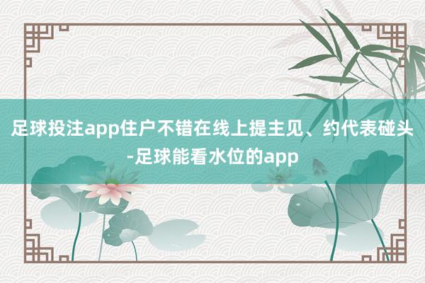 足球投注app住户不错在线上提主见、约代表碰头-足球能看水位的app