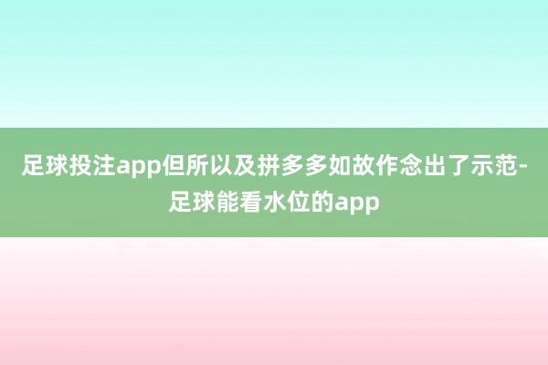 足球投注app但所以及拼多多如故作念出了示范-足球能看水位的app