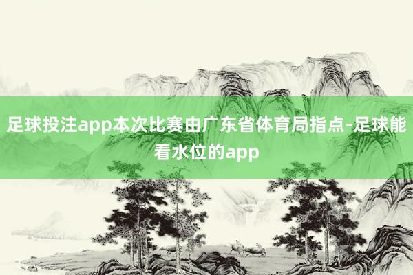 足球投注app本次比赛由广东省体育局指点-足球能看水位的app