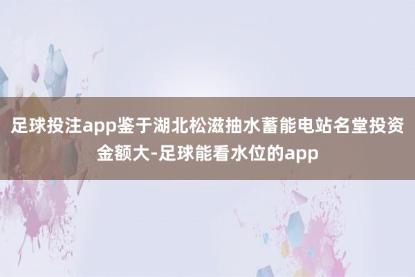 足球投注app鉴于湖北松滋抽水蓄能电站名堂投资金额大-足球能看水位的app