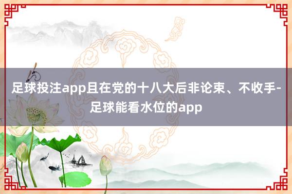 足球投注app且在党的十八大后非论束、不收手-足球能看水位的app