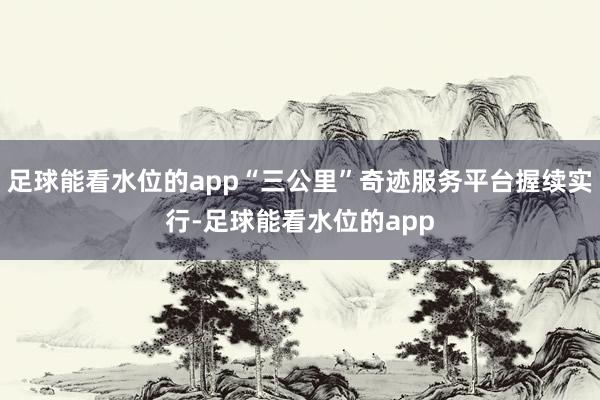 足球能看水位的app“三公里”奇迹服务平台握续实行-足球能看水位的app