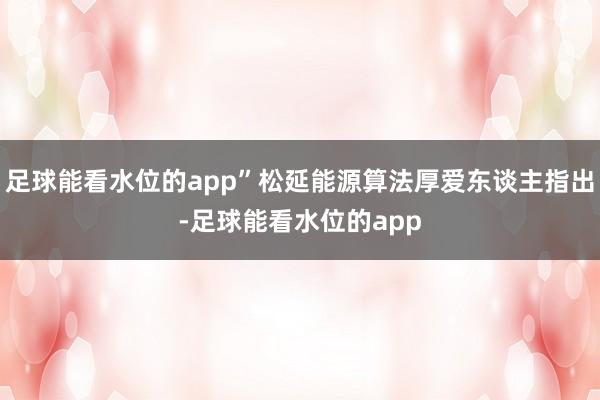 足球能看水位的app”松延能源算法厚爱东谈主指出-足球能看水位的app
