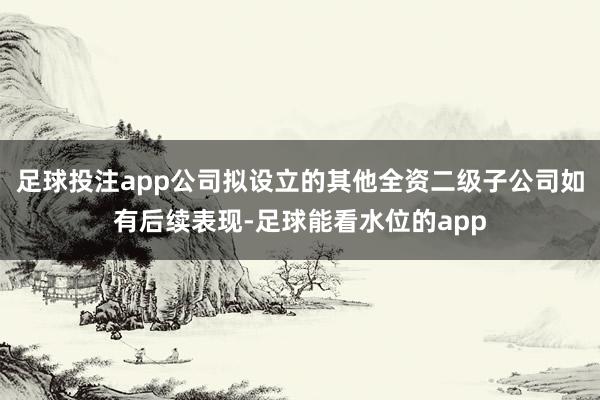 足球投注app公司拟设立的其他全资二级子公司如有后续表现-足球能看水位的app