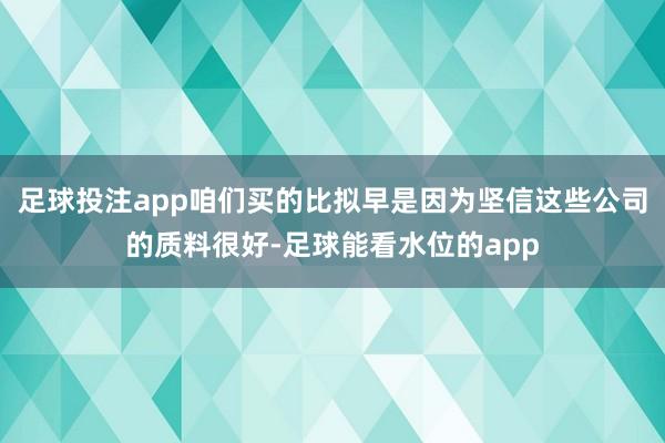 足球投注app咱们买的比拟早是因为坚信这些公司的质料很好-足球能看水位的app
