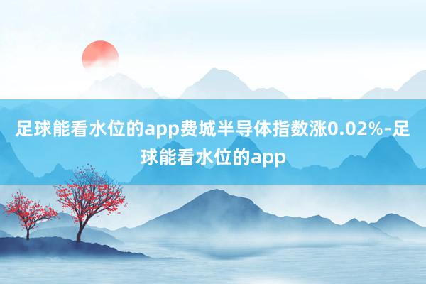 足球能看水位的app费城半导体指数涨0.02%-足球能看水位的app