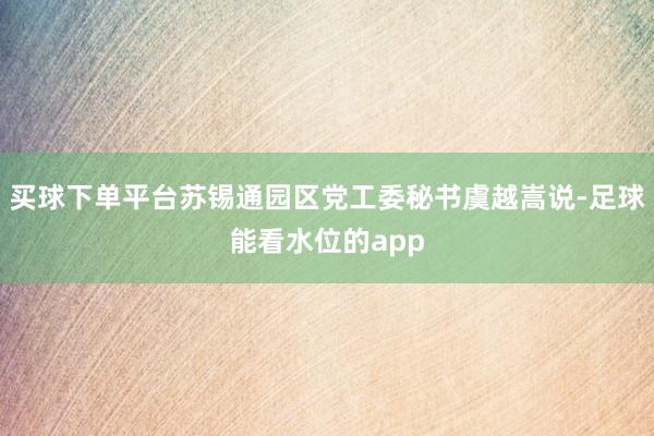 买球下单平台苏锡通园区党工委秘书虞越嵩说-足球能看水位的app
