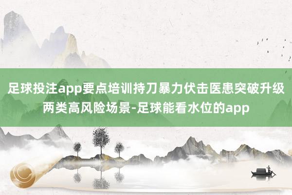 足球投注app要点培训持刀暴力伏击医患突破升级两类高风险场景-足球能看水位的app
