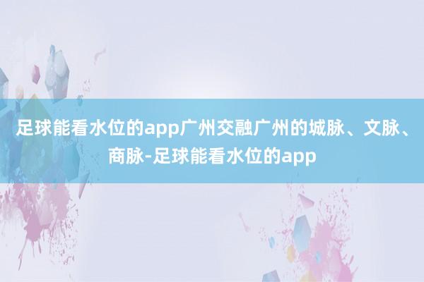 足球能看水位的app广州交融广州的城脉、文脉、商脉-足球能看水位的app