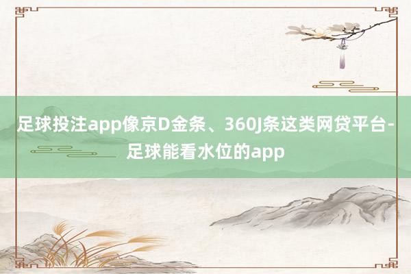 足球投注app像京D金条、360J条这类网贷平台-足球能看水位的app